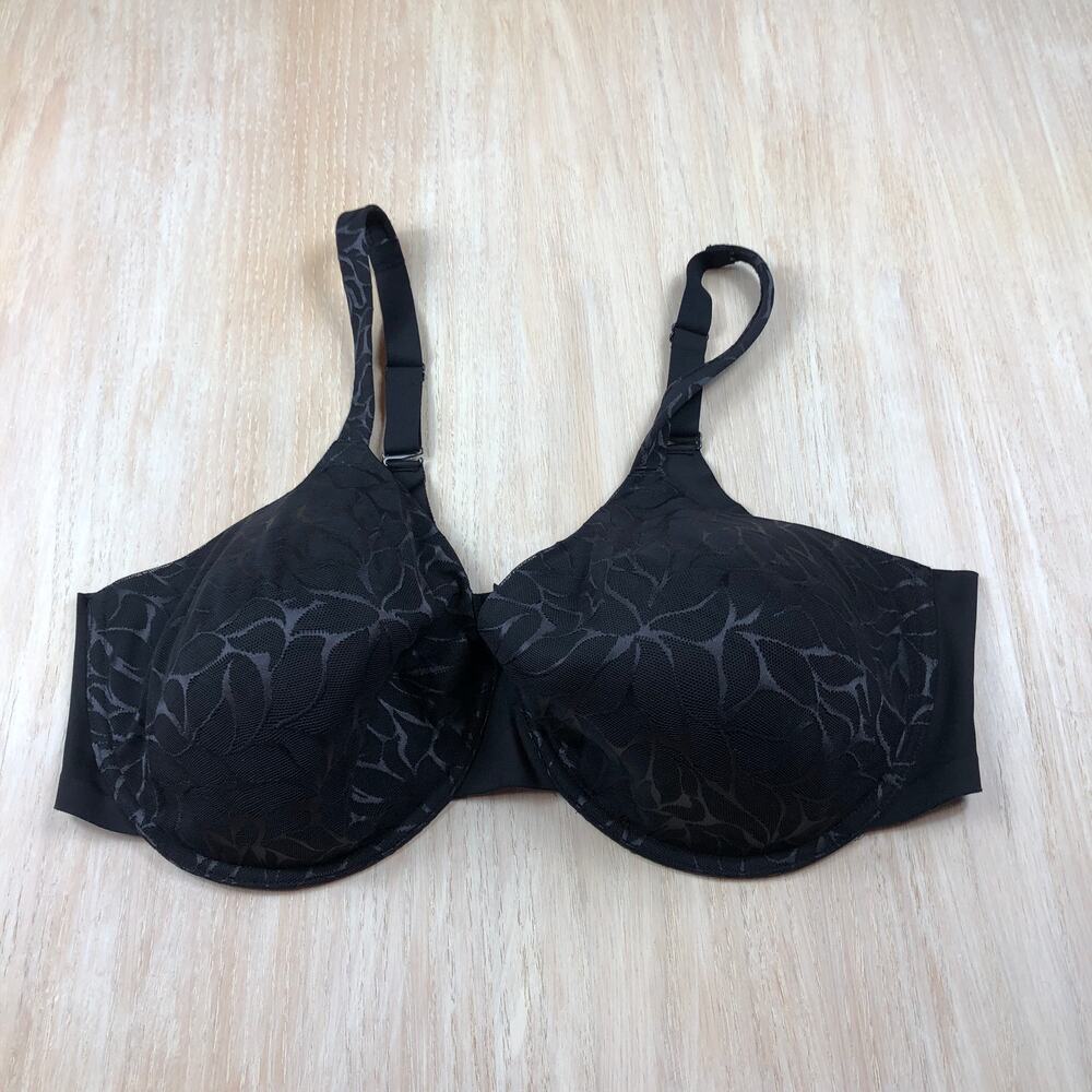 BALI Black Underwire Smoothing Bra 42DD Underwire Satin Lined Adjustable Strap